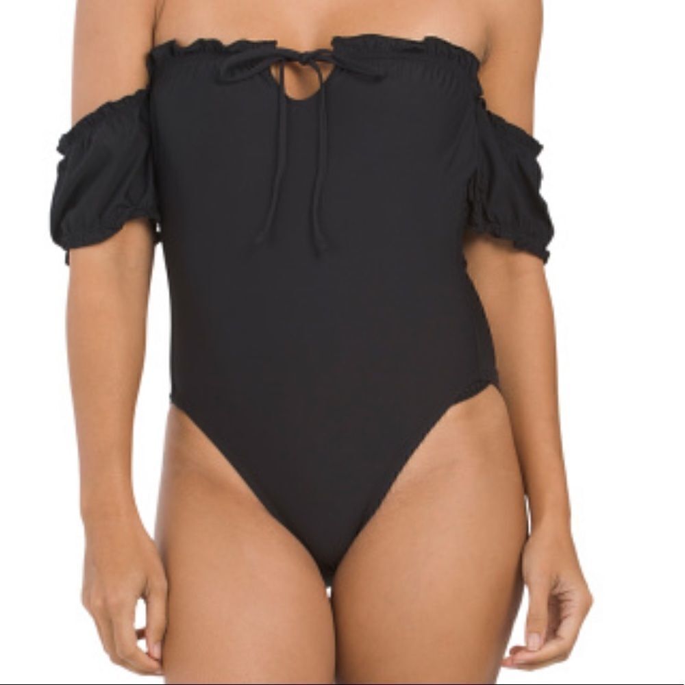 Sea Angel -Spring Fling Ruffle One piece Swimsuit Black Size XS